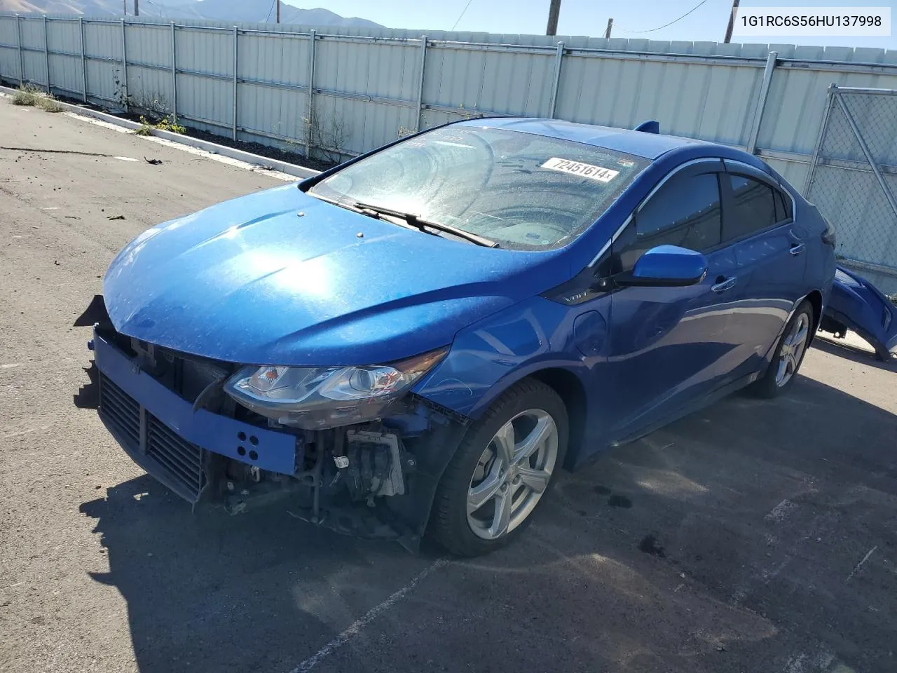 2017 Chevrolet Volt Lt VIN: 1G1RC6S56HU137998 Lot: 72007504