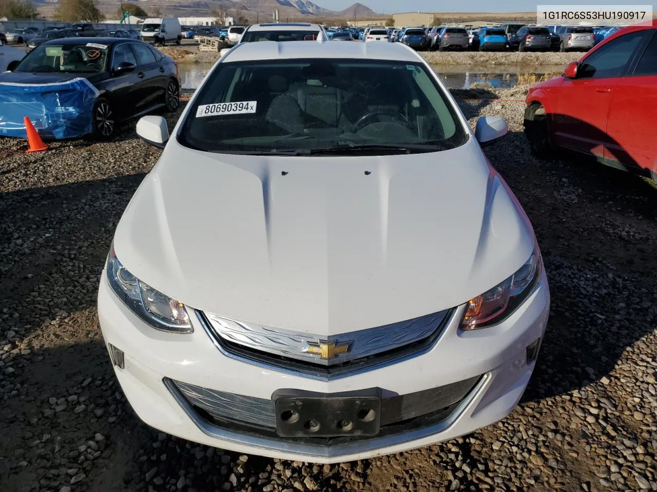 2017 Chevrolet Volt Lt VIN: 1G1RC6S53HU190917 Lot: 80690394