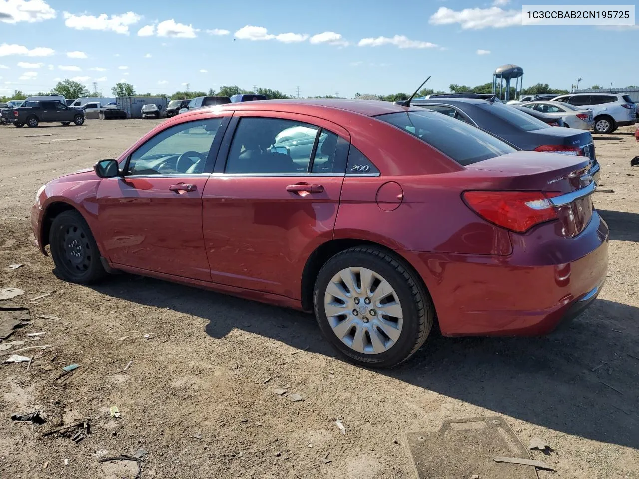 2012 Chrysler 200 Lx VIN: 1C3CCBAB2CN195725 Lot: 60866594