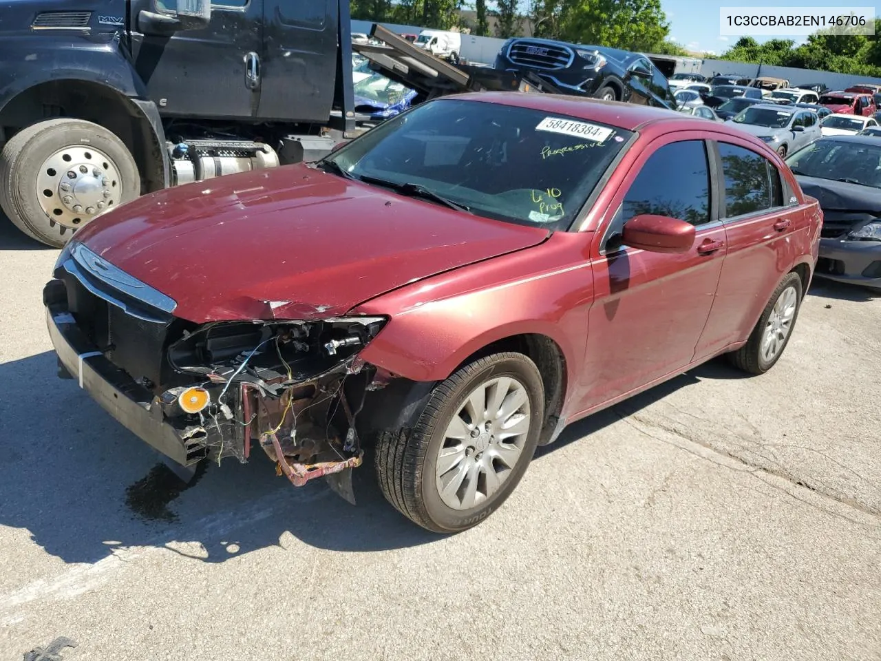 2014 Chrysler 200 Lx VIN: 1C3CCBAB2EN146706 Lot: 58418384