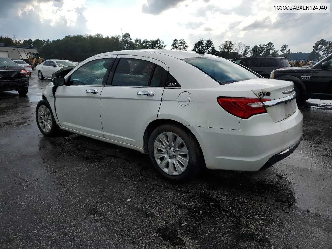 2014 Chrysler 200 Lx VIN: 1C3CCBABXEN124940 Lot: 73572254