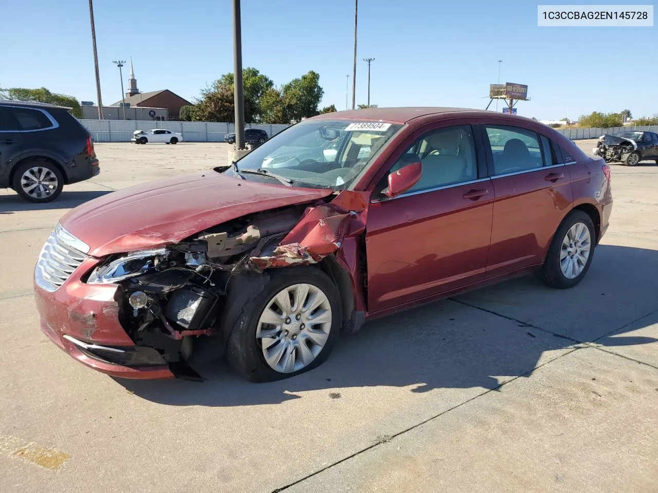 2014 Chrysler 200 Lx VIN: 1C3CCBAG2EN145728 Lot: 77389504