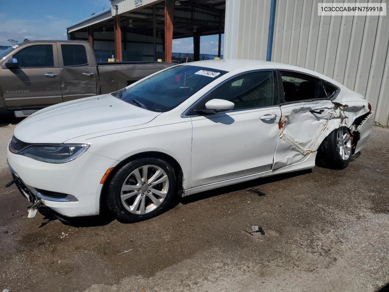 2015 Chrysler 200 Limited VIN: 1C3CCCAB4FN759918 Lot: 71734264