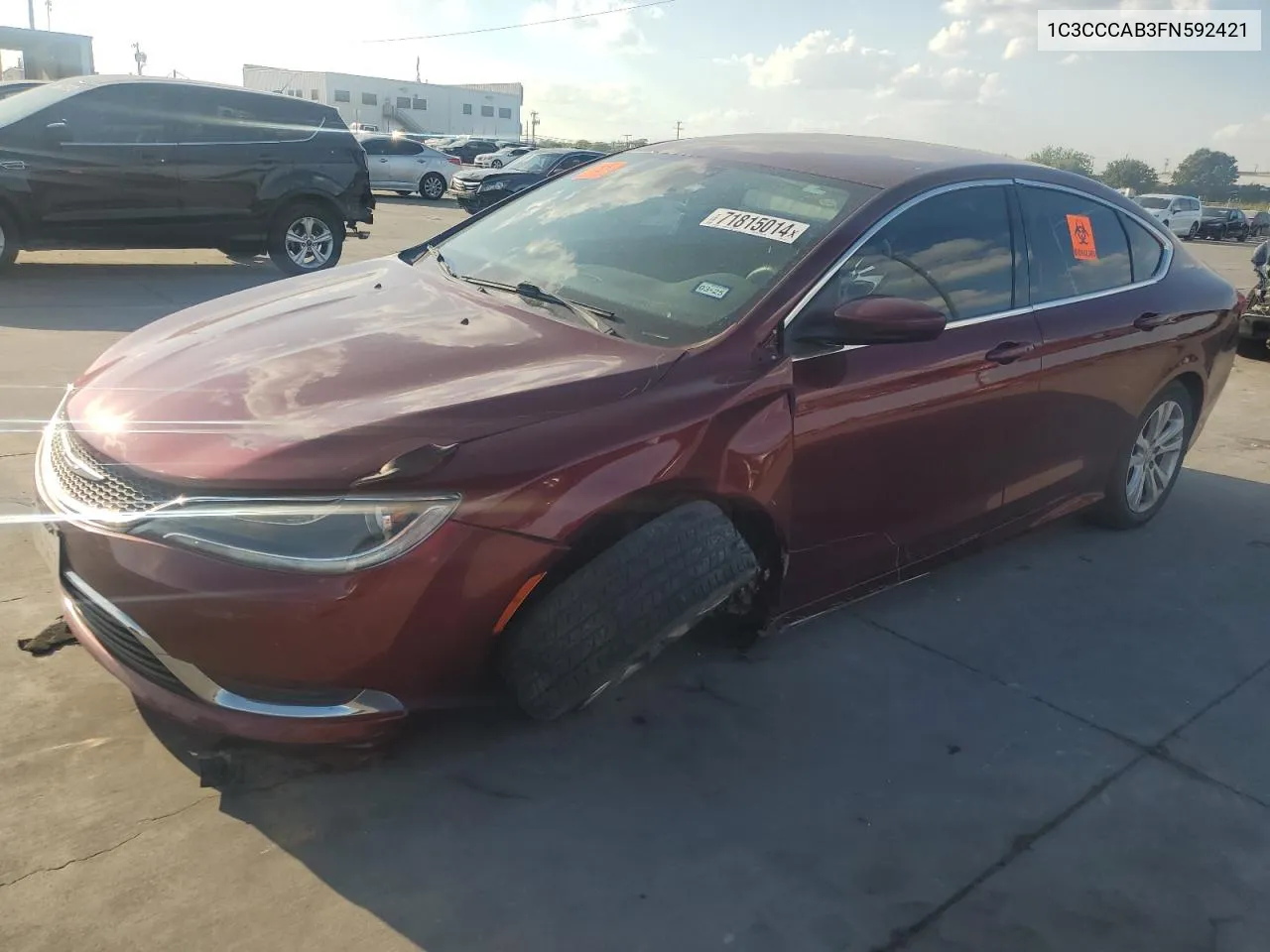 2015 Chrysler 200 Limited VIN: 1C3CCCAB3FN592421 Lot: 71815014