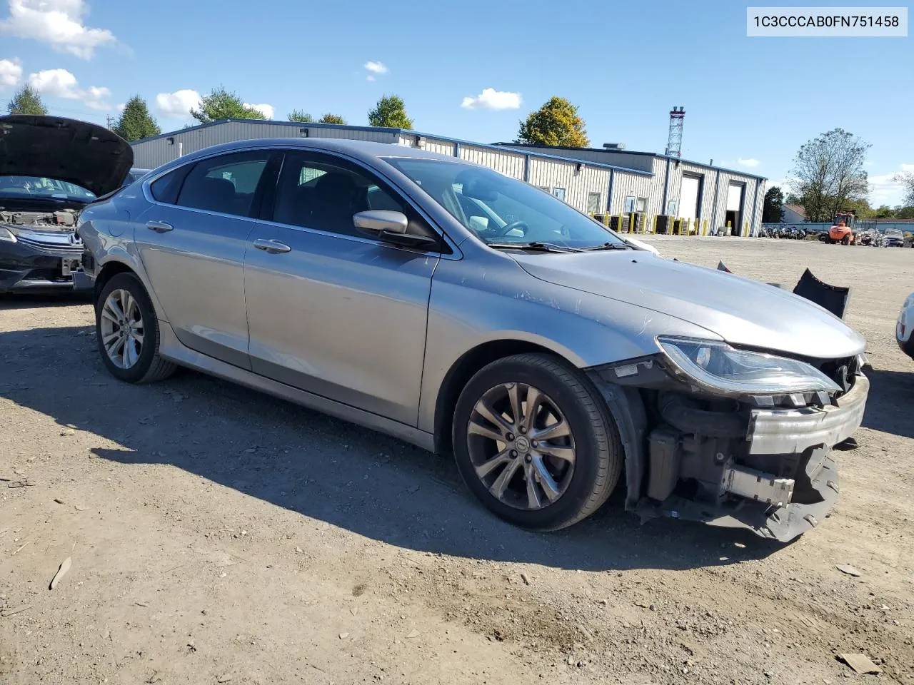 2015 Chrysler 200 Limited VIN: 1C3CCCAB0FN751458 Lot: 75013534