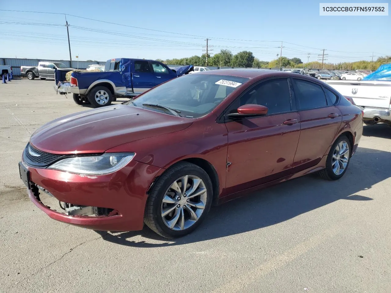 2015 Chrysler 200 S VIN: 1C3CCCBG7FN597552 Lot: 75231994