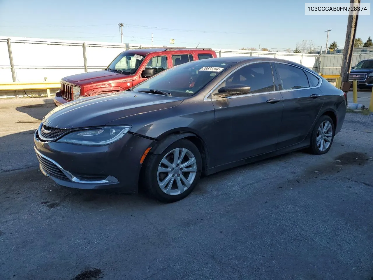 2015 Chrysler 200 Limited VIN: 1C3CCCAB0FN728374 Lot: 78571104