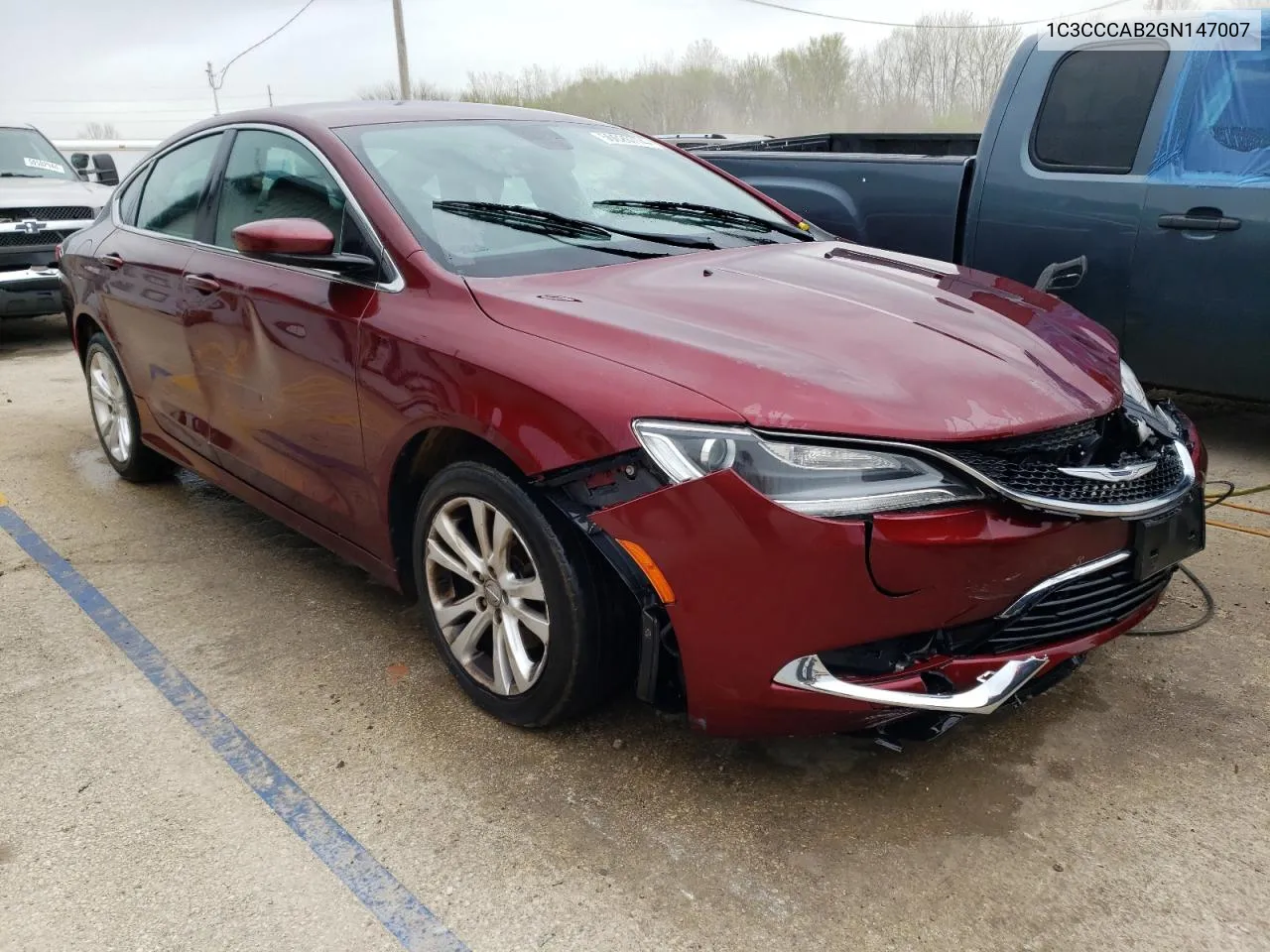 2016 Chrysler 200 Limited VIN: 1C3CCCAB2GN147007 Lot: 50626774