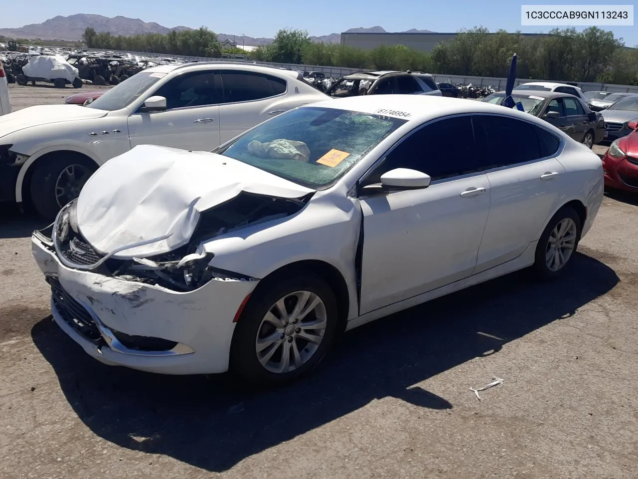 2016 Chrysler 200 Limited VIN: 1C3CCCAB9GN113243 Lot: 61746954