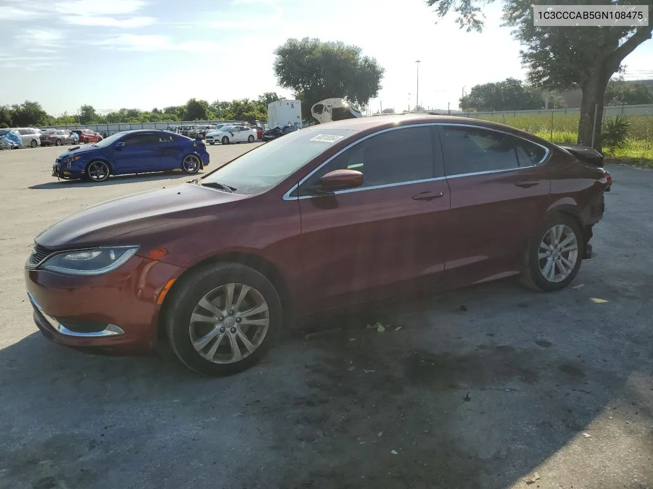 2016 Chrysler 200 Limited VIN: 1C3CCCAB5GN108475 Lot: 68018064