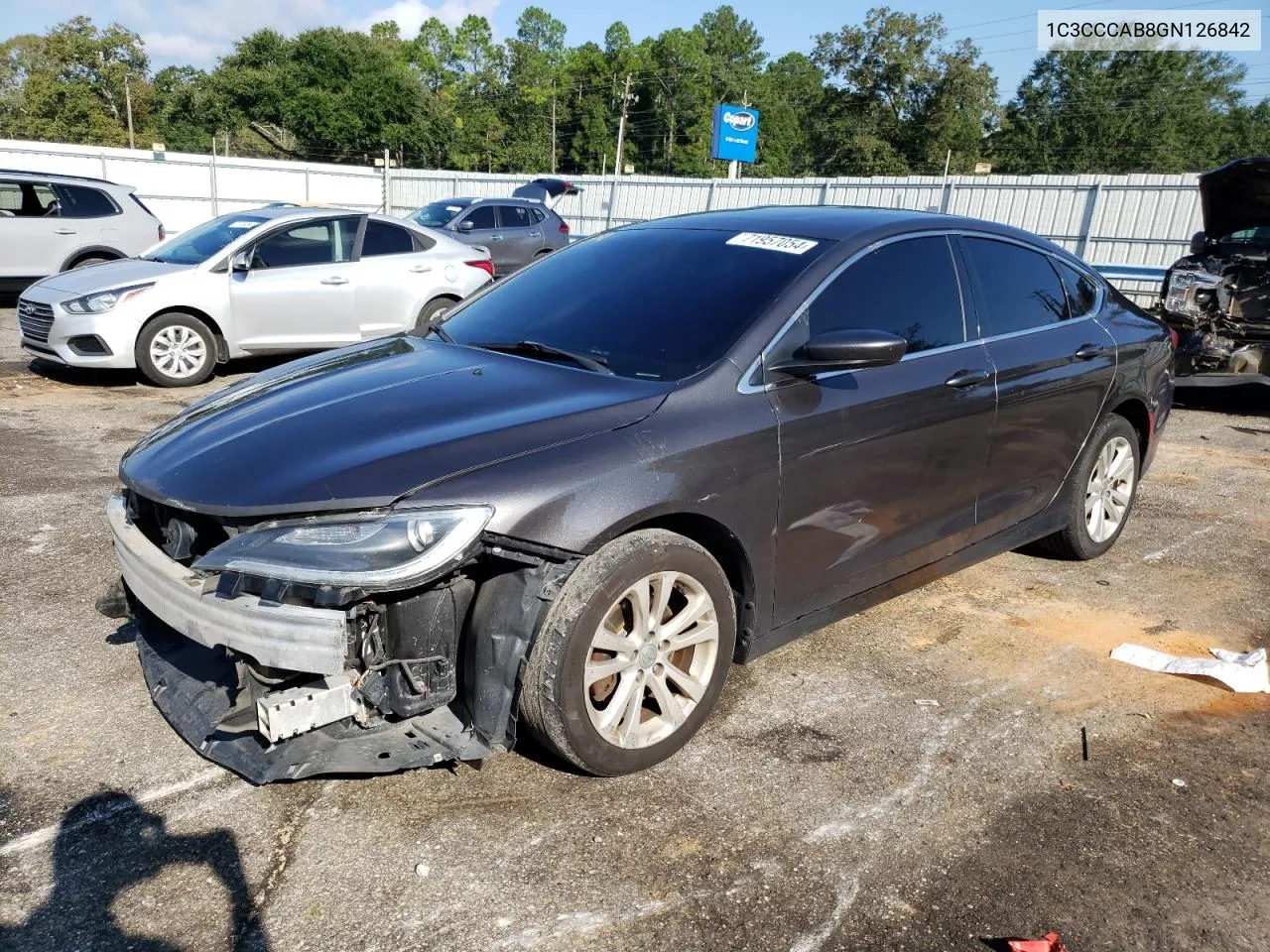 2016 Chrysler 200 Limited VIN: 1C3CCCAB8GN126842 Lot: 71957054