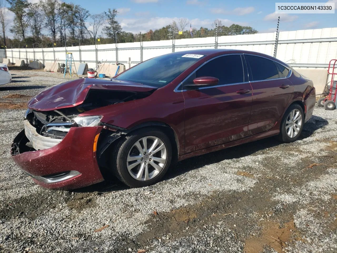 2016 Chrysler 200 Limited VIN: 1C3CCCAB0GN143330 Lot: 80117814