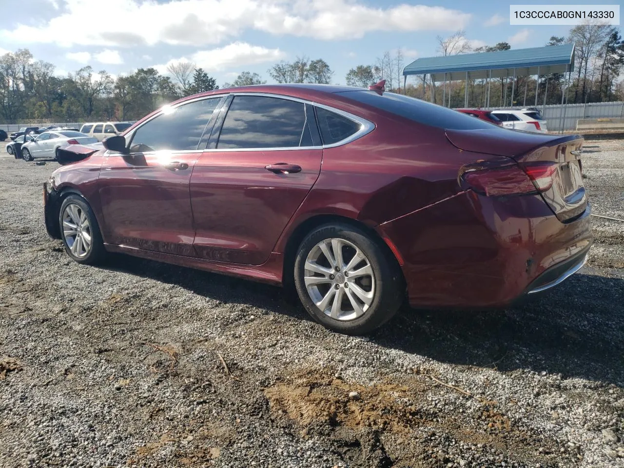 2016 Chrysler 200 Limited VIN: 1C3CCCAB0GN143330 Lot: 80117814