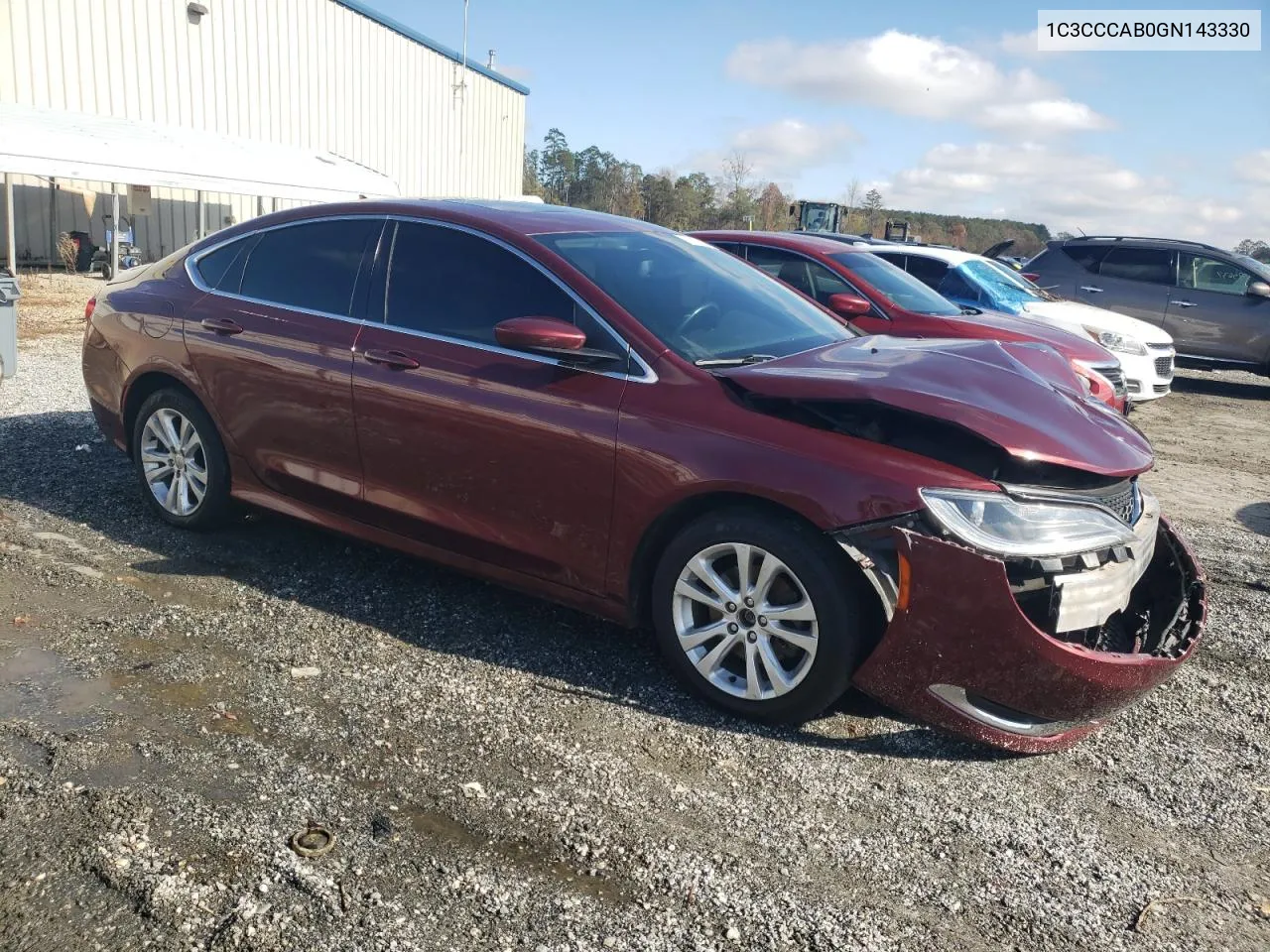 2016 Chrysler 200 Limited VIN: 1C3CCCAB0GN143330 Lot: 80117814