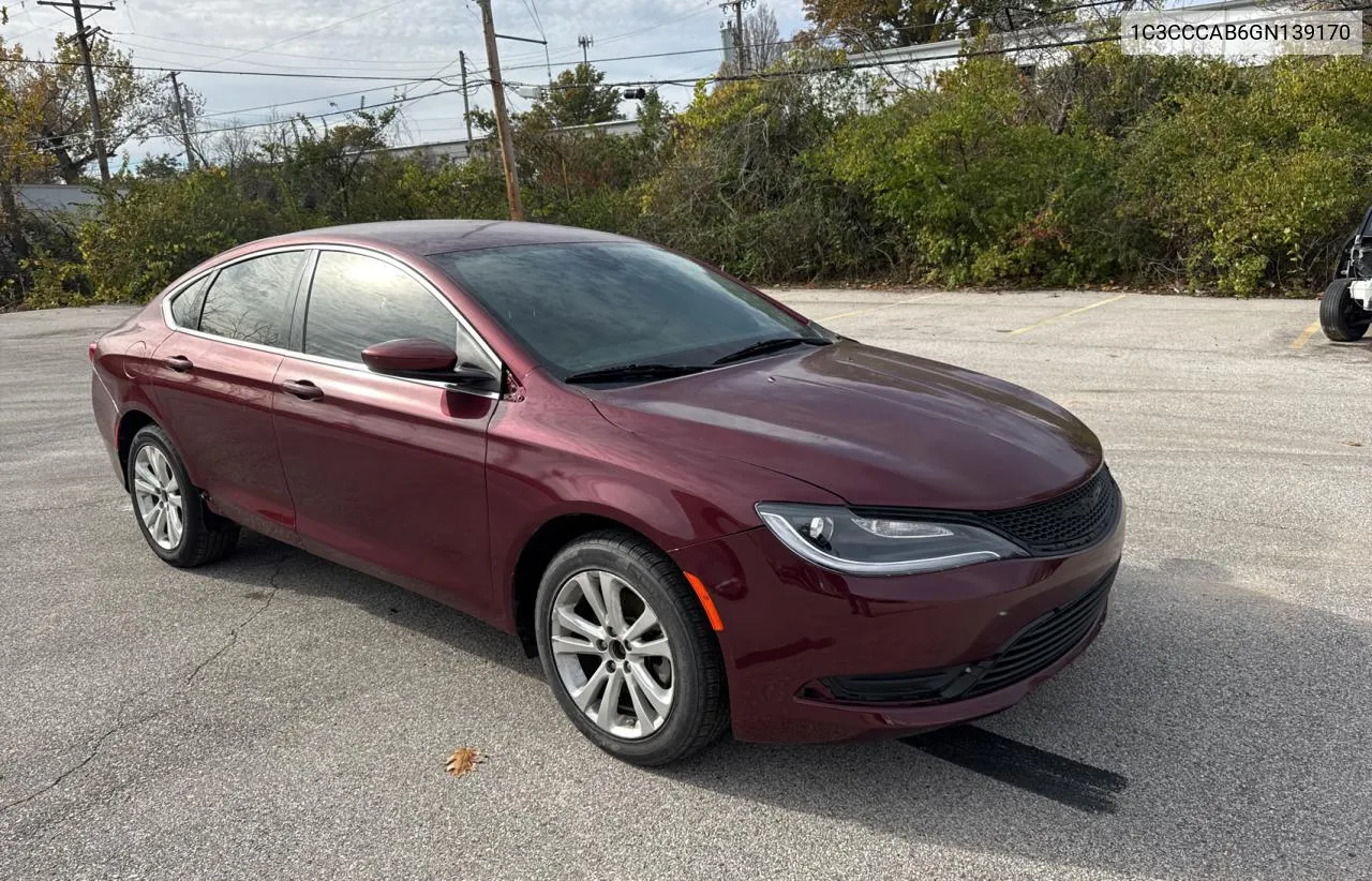 1C3CCCAB6GN139170 2016 Chrysler 200 Limited