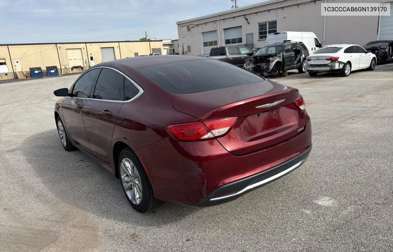 1C3CCCAB6GN139170 2016 Chrysler 200 Limited