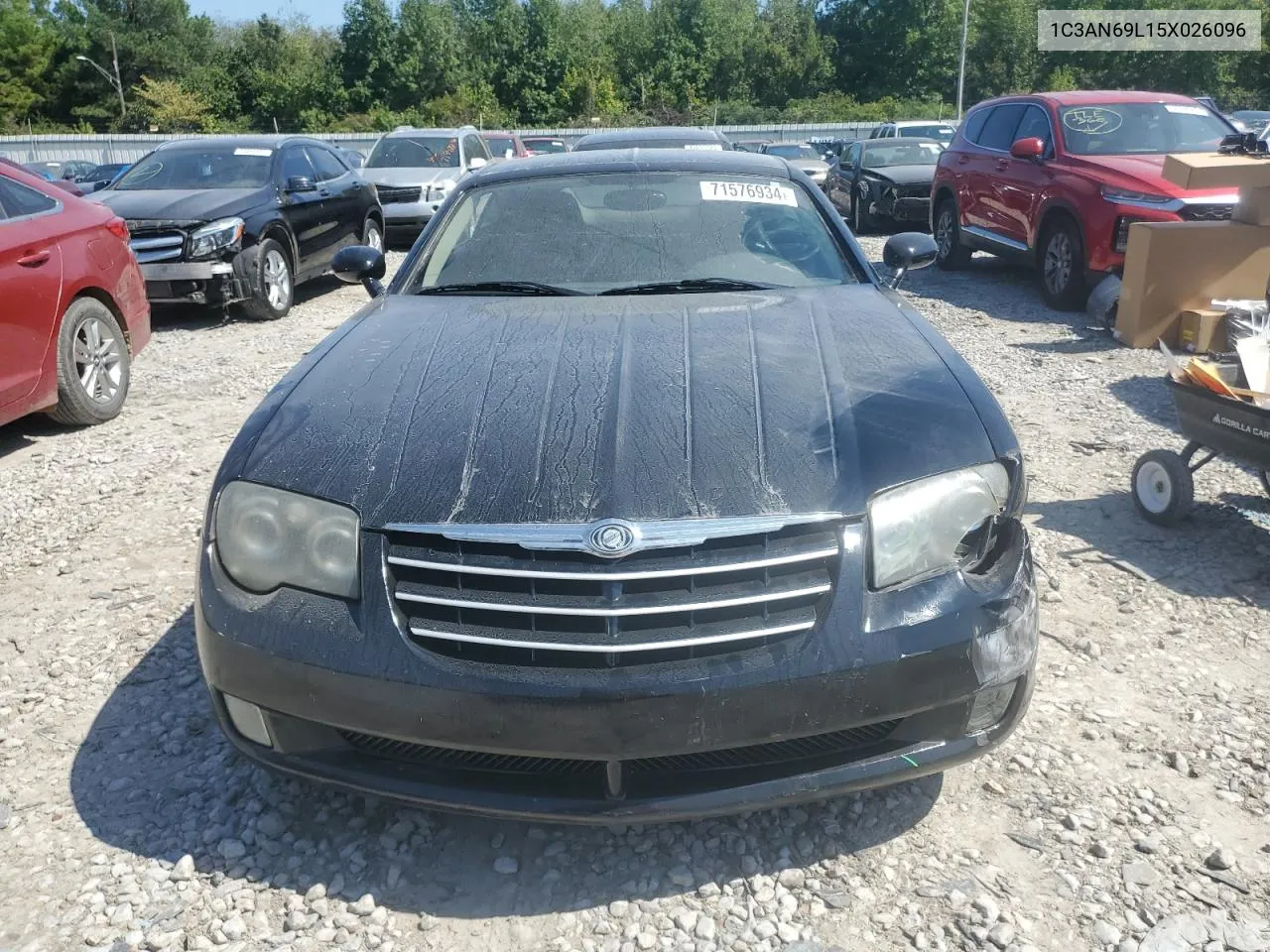 2005 Chrysler Crossfire Limited VIN: 1C3AN69L15X026096 Lot: 71576934