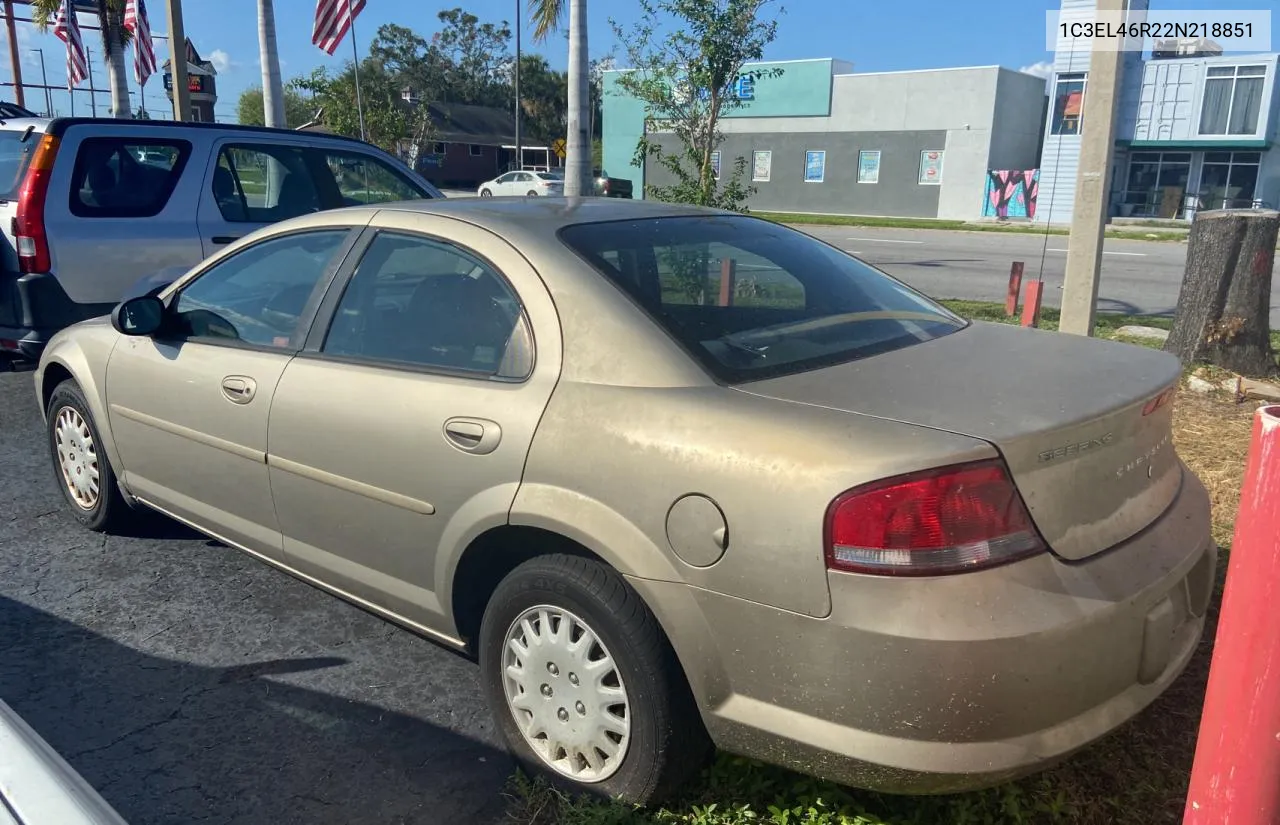 2002 Chrysler Sebring Lx VIN: 1C3EL46R22N218851 Lot: 80727914