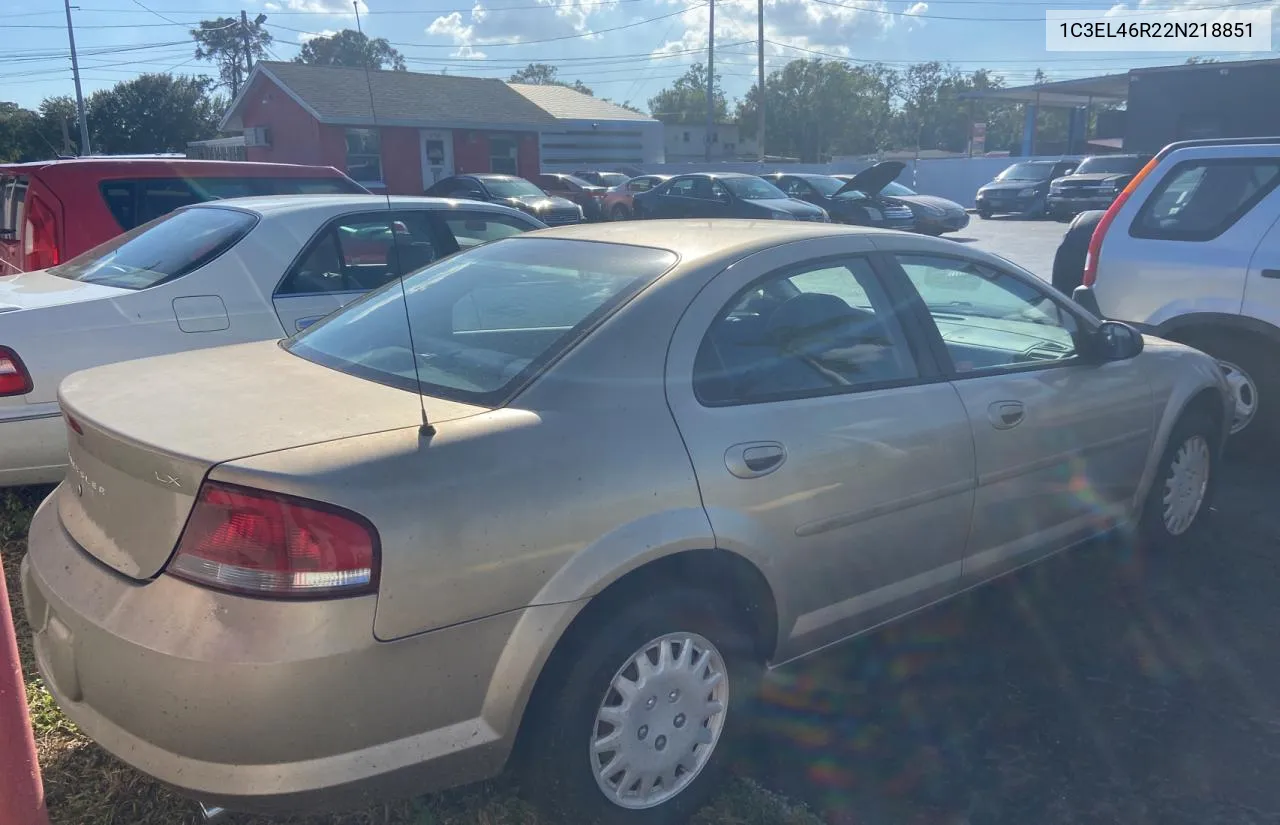 2002 Chrysler Sebring Lx VIN: 1C3EL46R22N218851 Lot: 80727914