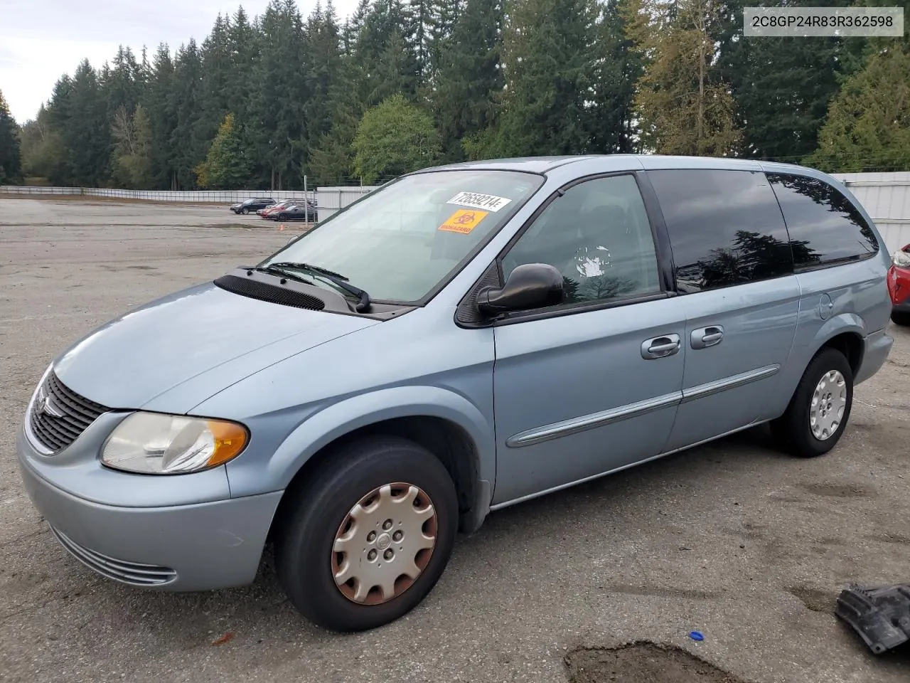 2003 Chrysler Town & Country VIN: 2C8GP24R83R362598 Lot: 72659214