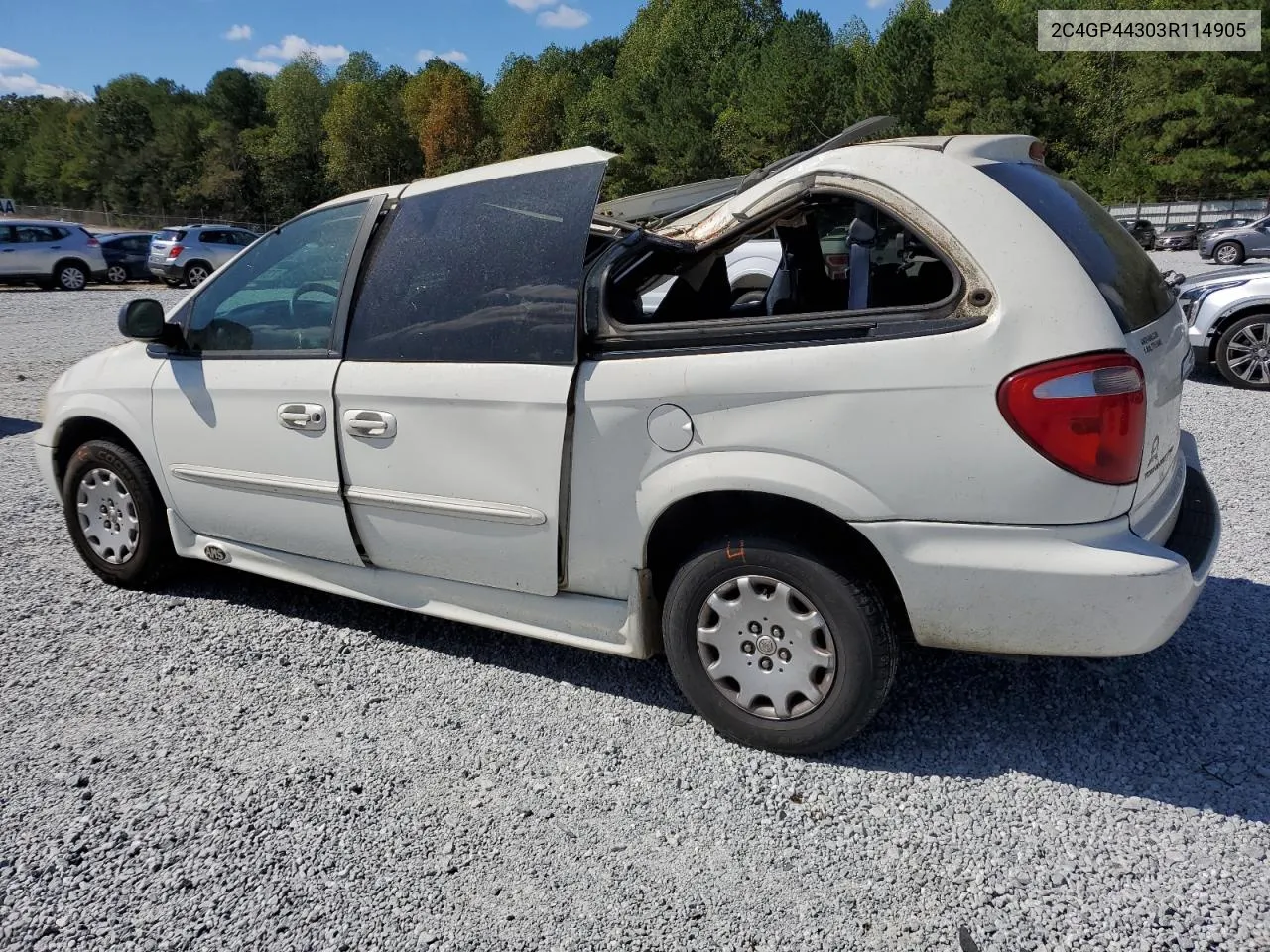 2003 Chrysler Town & Country Lx VIN: 2C4GP44303R114905 Lot: 73764044