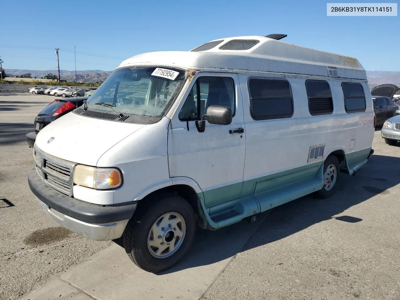 1996 Dodge Ram Van B3500 VIN: 2B6KB31Y8TK114151 Lot: 77192954