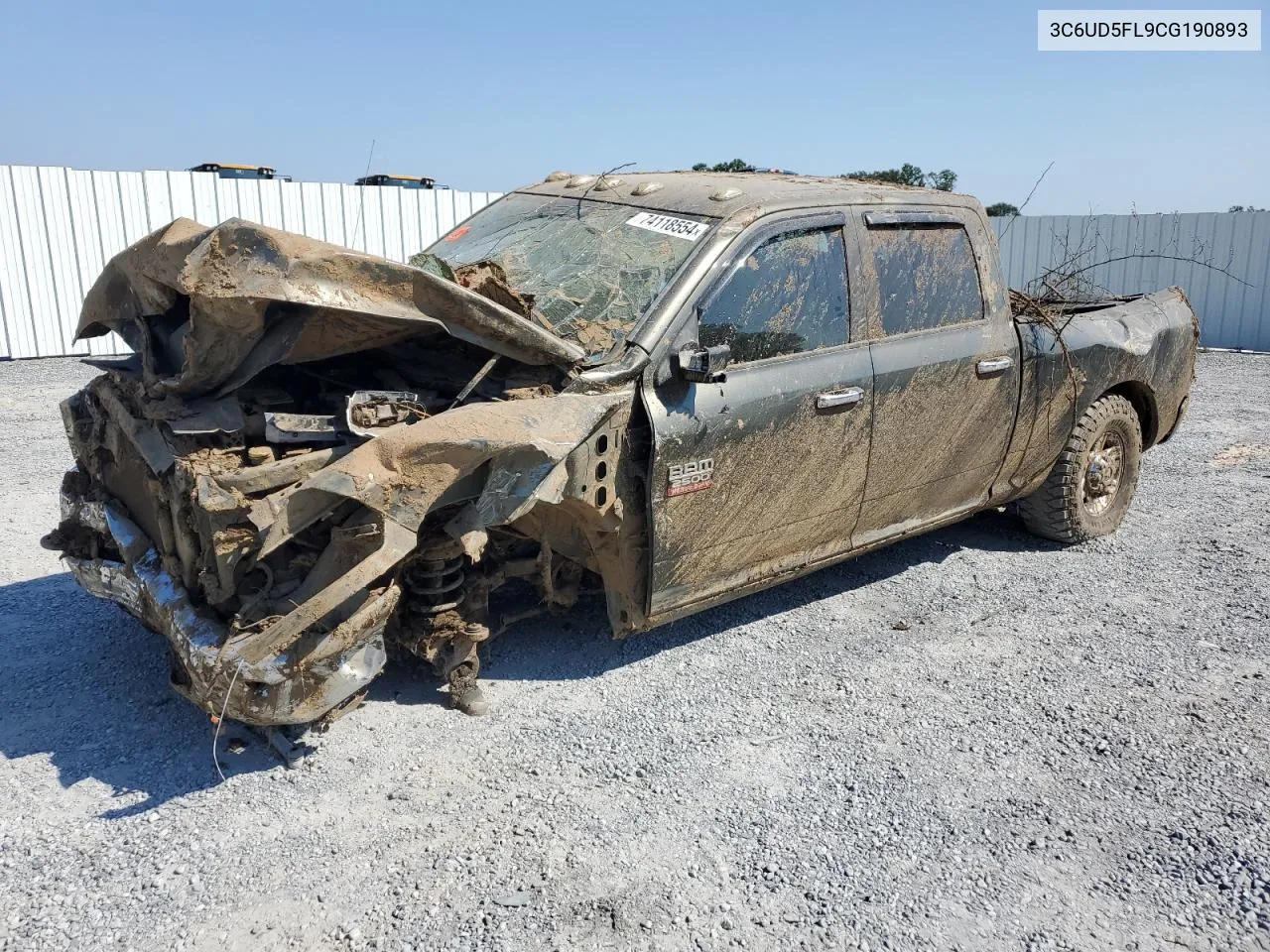 2012 Dodge Ram 2500 Laramie VIN: 3C6UD5FL9CG190893 Lot: 74118554