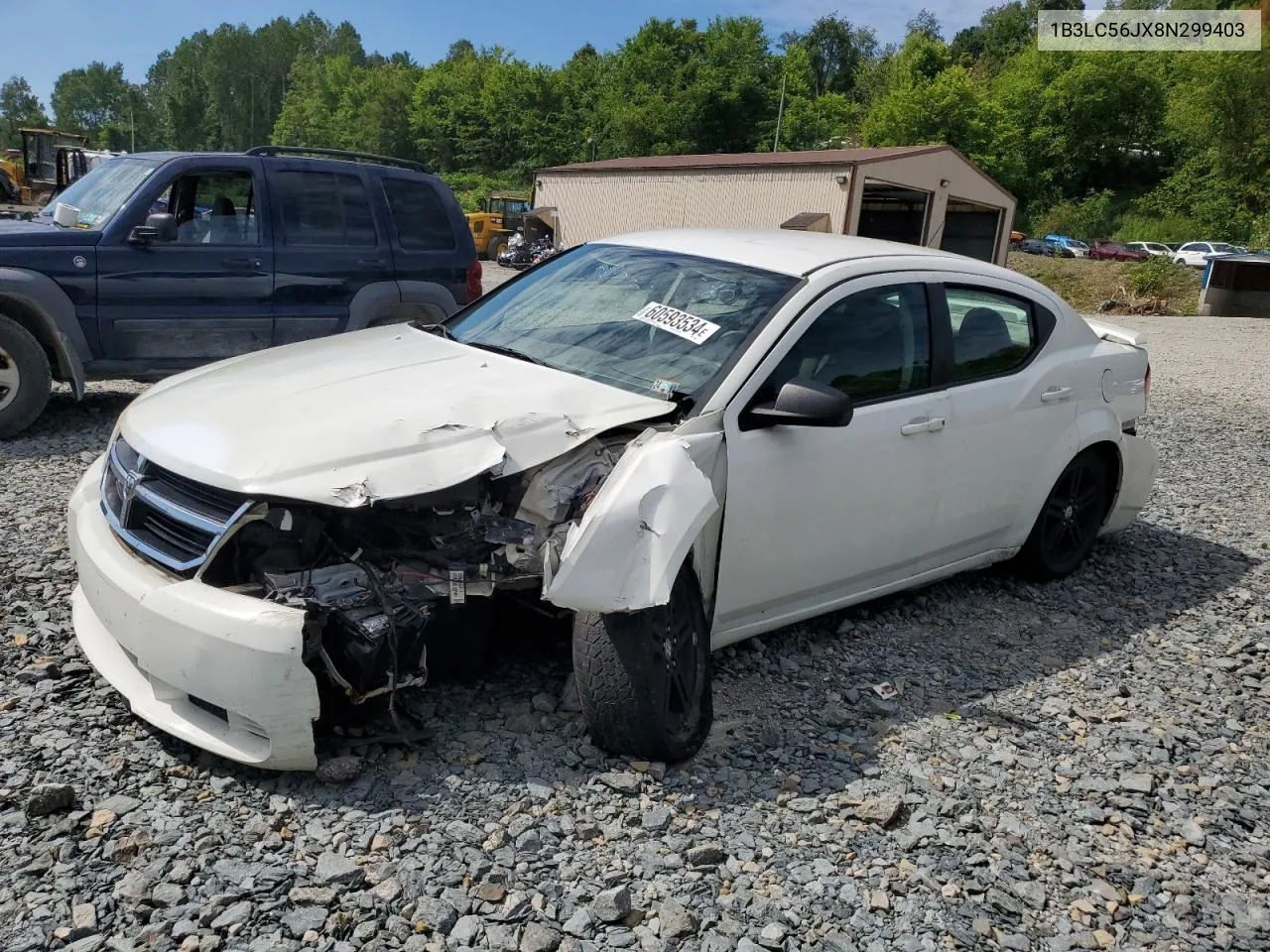 2008 Dodge Avenger Sxt VIN: 1B3LC56JX8N299403 Lot: 60593534