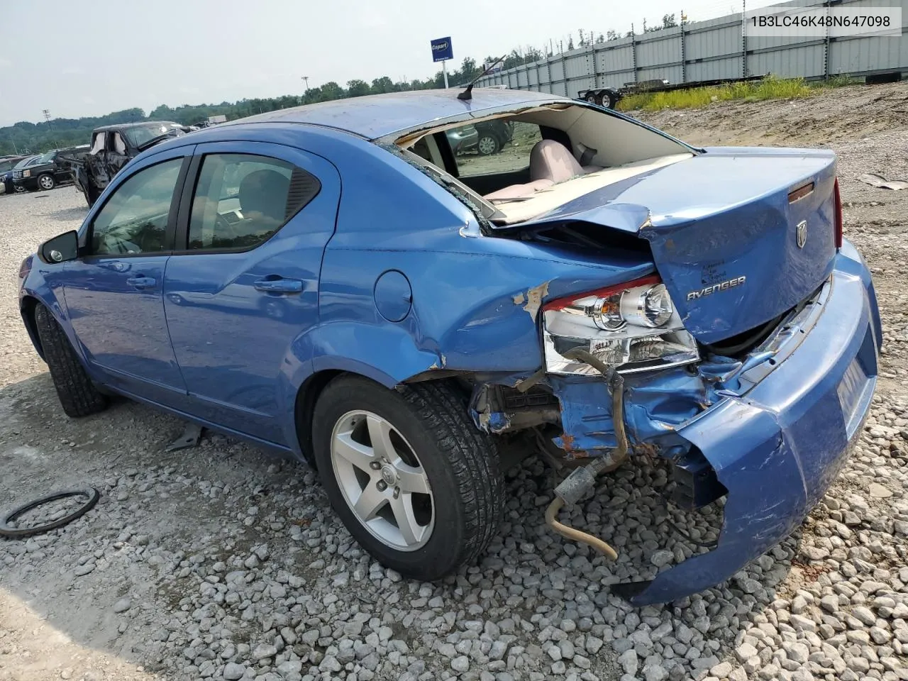 2008 Dodge Avenger Se VIN: 1B3LC46K48N647098 Lot: 64782024