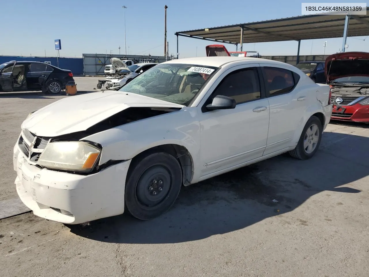 2008 Dodge Avenger Se VIN: 1B3LC46K48N581359 Lot: 74387414