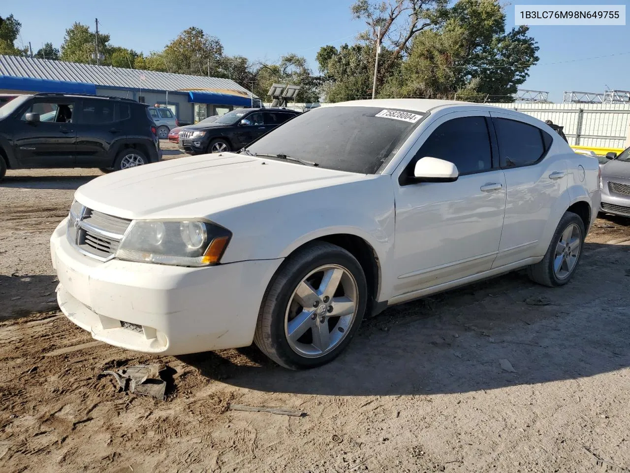 2008 Dodge Avenger R/T VIN: 1B3LC76M98N649755 Lot: 75828004