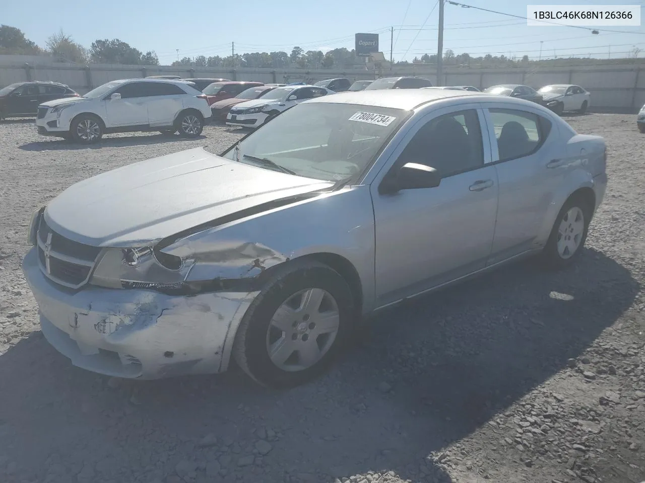 2008 Dodge Avenger Se VIN: 1B3LC46K68N126366 Lot: 78004734