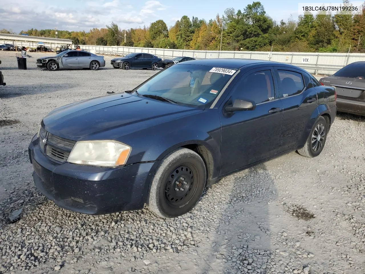 2008 Dodge Avenger Se VIN: 1B3LC46J78N199236 Lot: 78929034