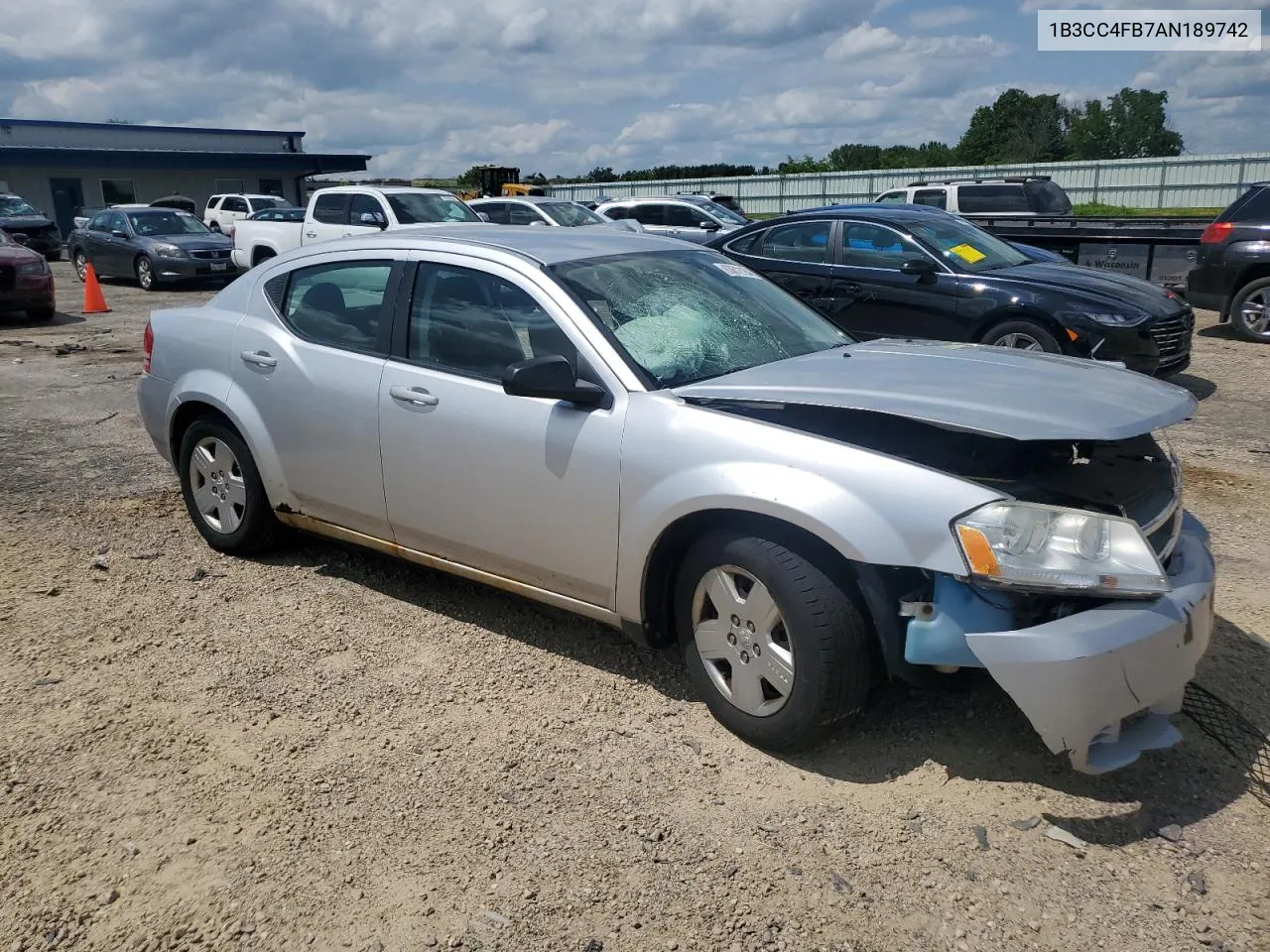 2010 Dodge Avenger Sxt VIN: 1B3CC4FB7AN189742 Lot: 63612184