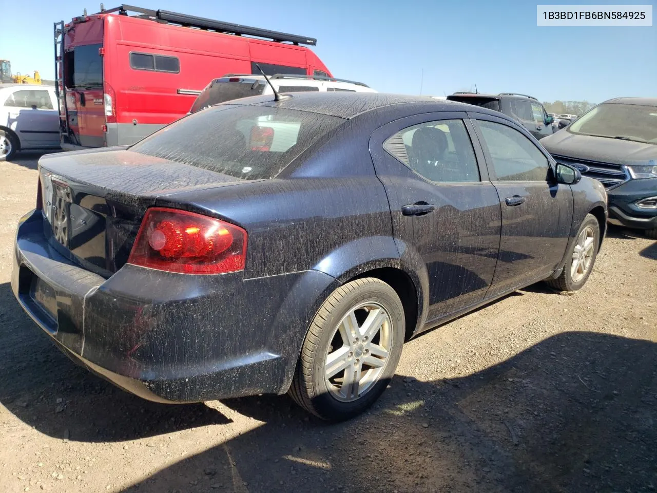 2011 Dodge Avenger Mainstreet VIN: 1B3BD1FB6BN584925 Lot: 74540164