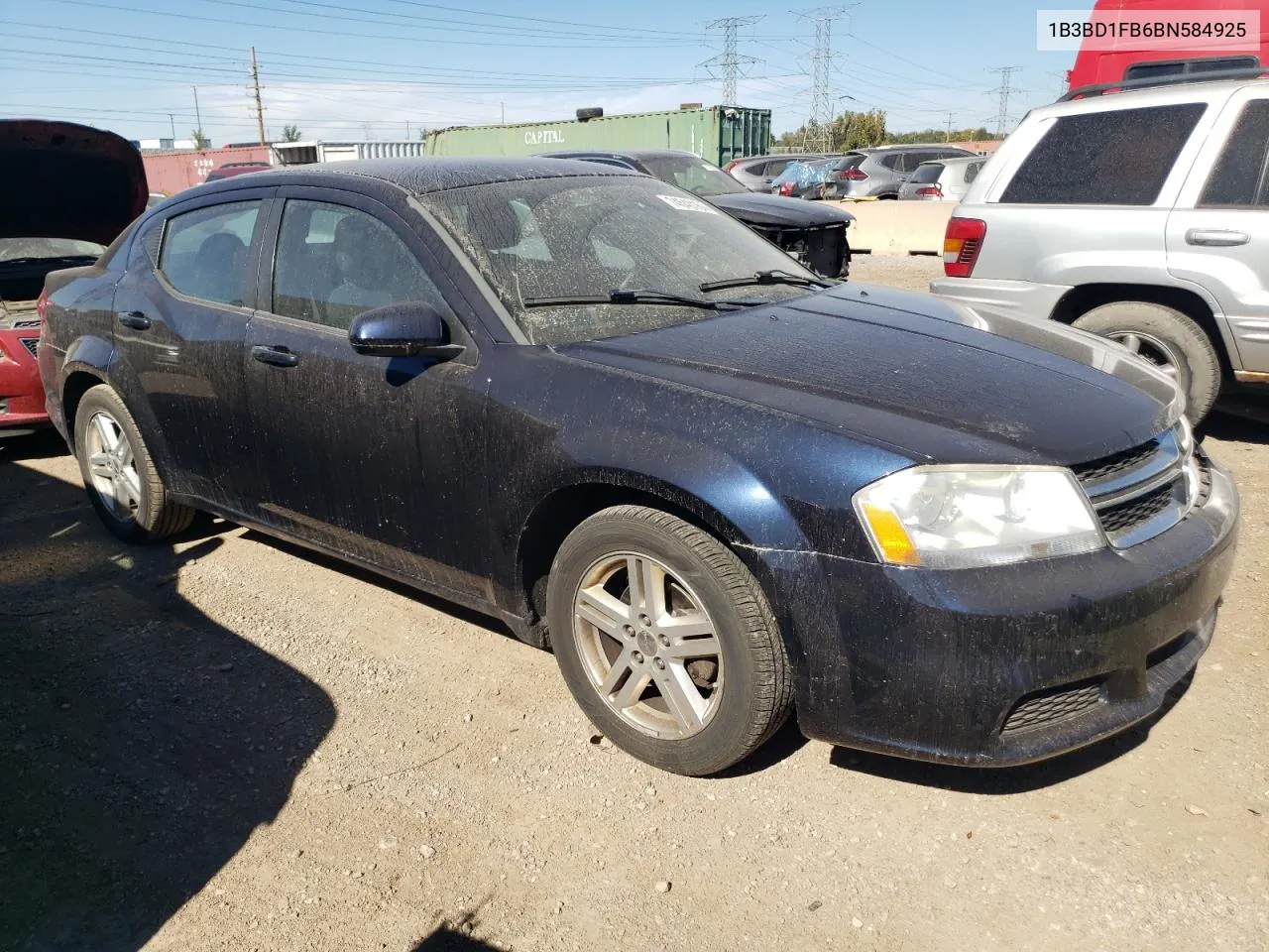 2011 Dodge Avenger Mainstreet VIN: 1B3BD1FB6BN584925 Lot: 74540164