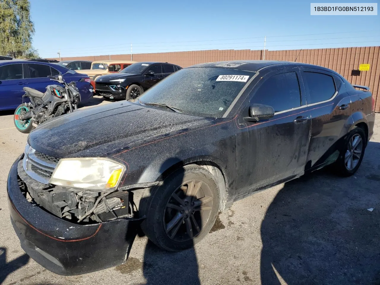 2011 Dodge Avenger Mainstreet VIN: 1B3BD1FG0BN512193 Lot: 80291174