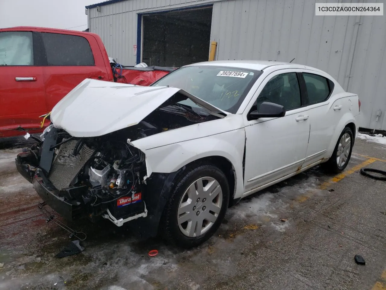 2012 Dodge Avenger Se VIN: 1C3CDZAG0CN264364 Lot: 39287594