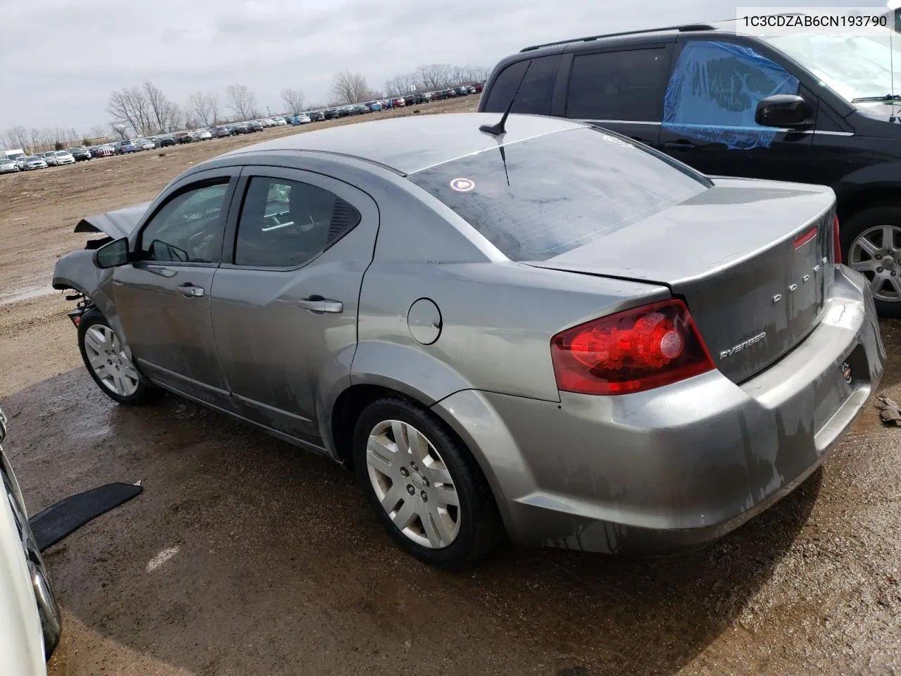 2012 Dodge Avenger Se VIN: 1C3CDZAB6CN193790 Lot: 45013963