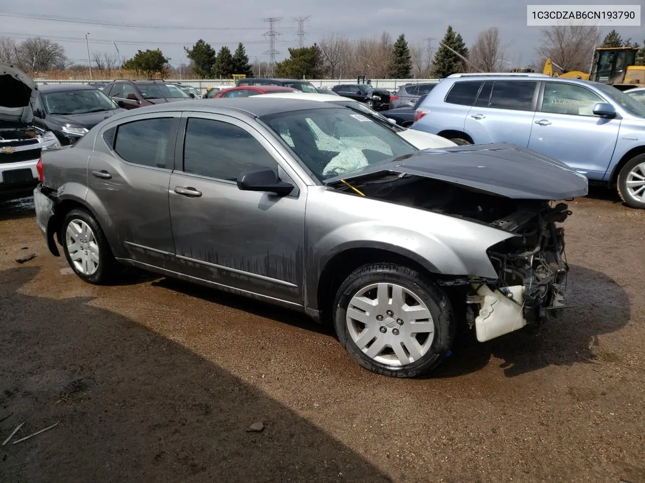 2012 Dodge Avenger Se VIN: 1C3CDZAB6CN193790 Lot: 45013963