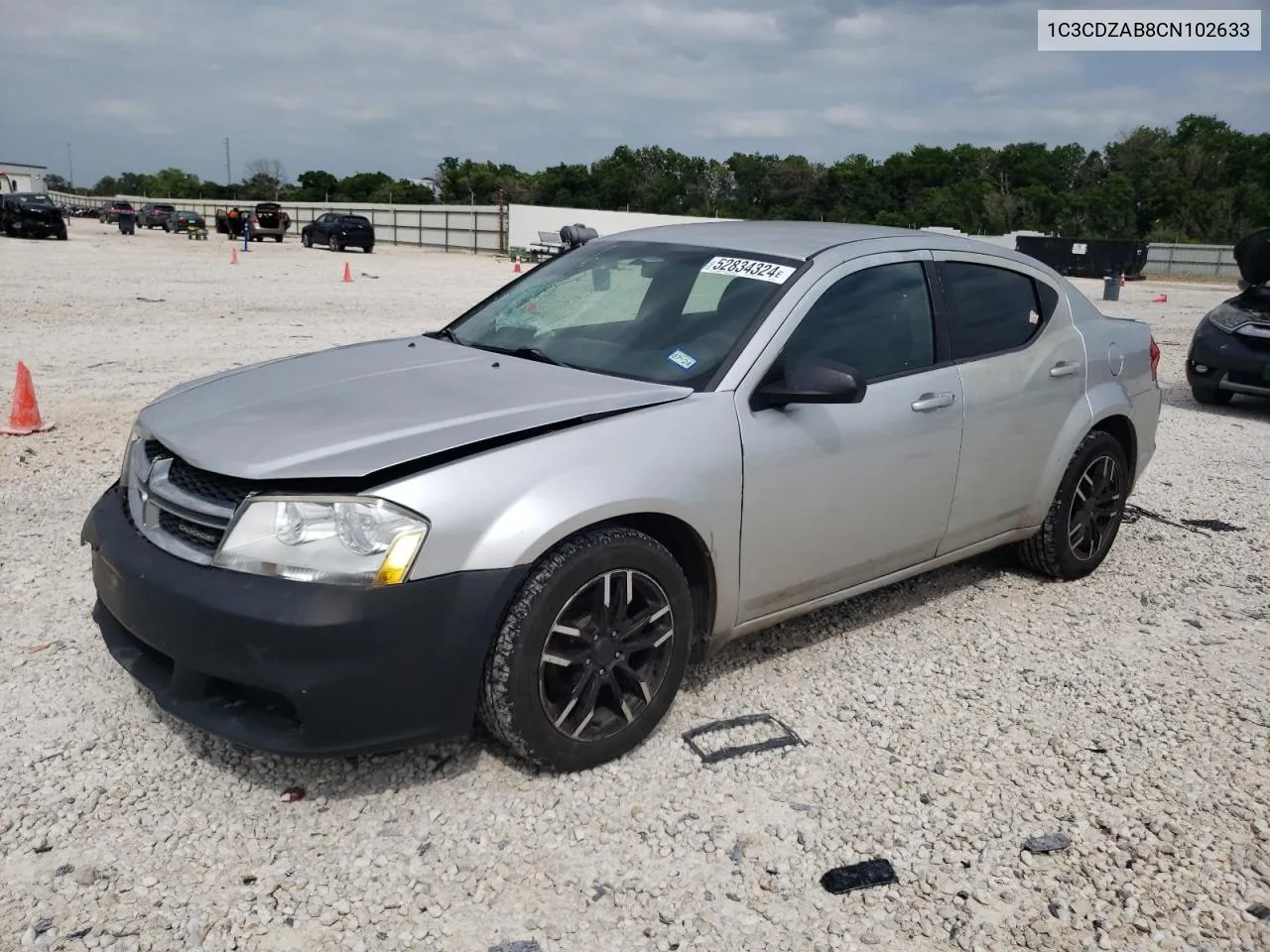 2012 Dodge Avenger Se VIN: 1C3CDZAB8CN102633 Lot: 52834324