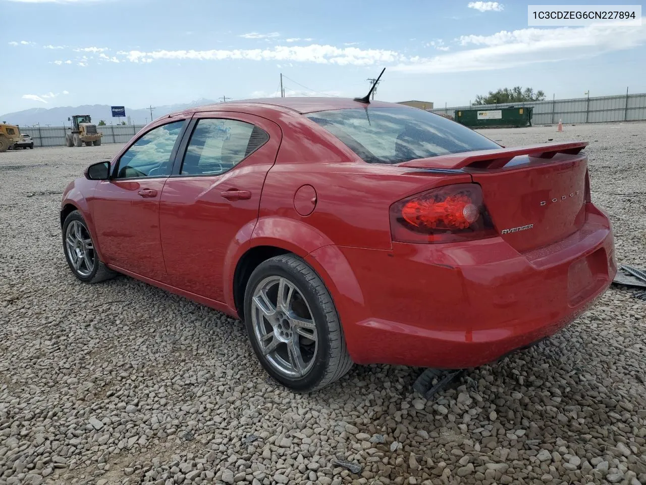 2012 Dodge Avenger Sxt VIN: 1C3CDZEG6CN227894 Lot: 58921574