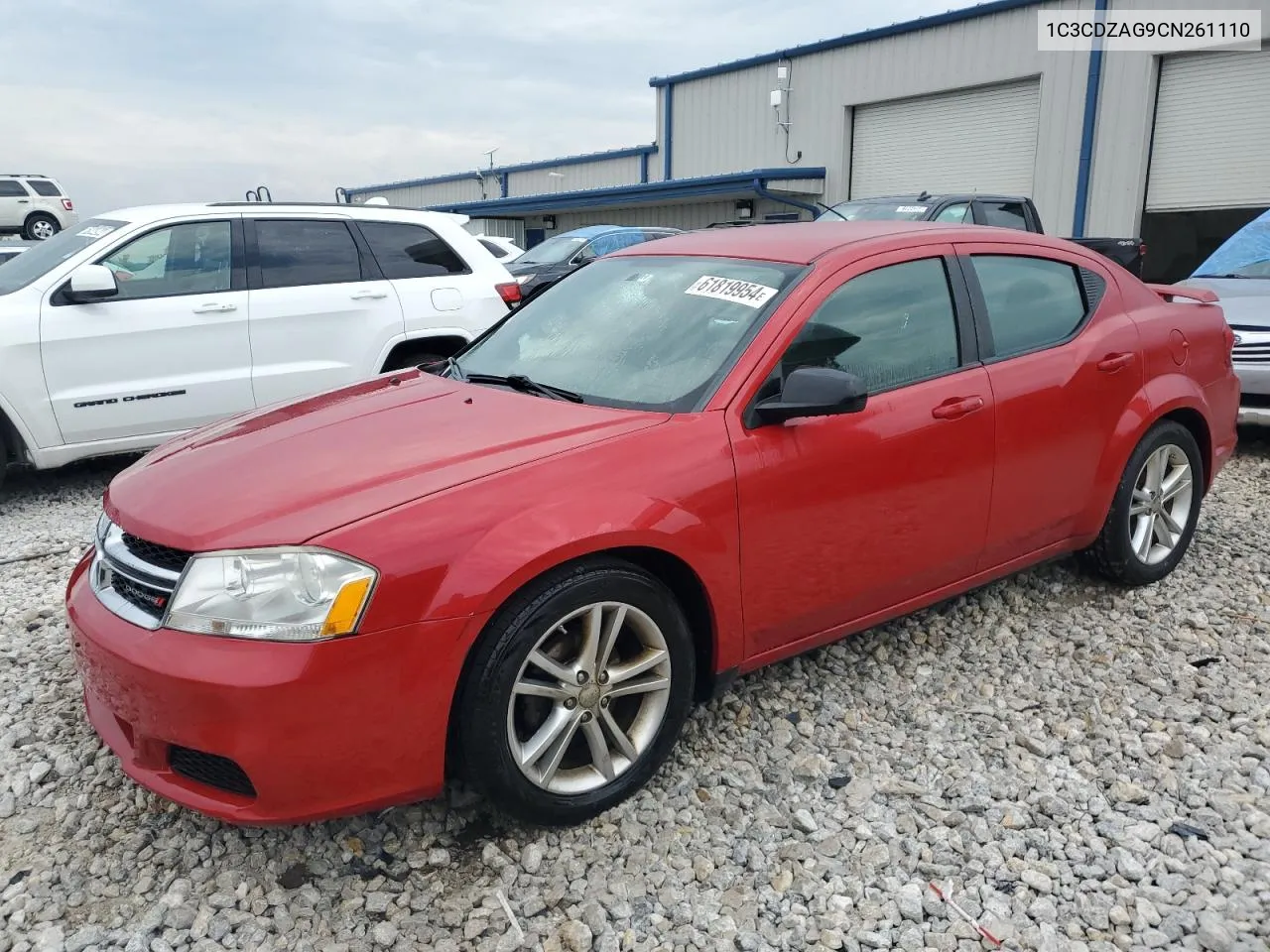 2012 Dodge Avenger Se VIN: 1C3CDZAG9CN261110 Lot: 61819954