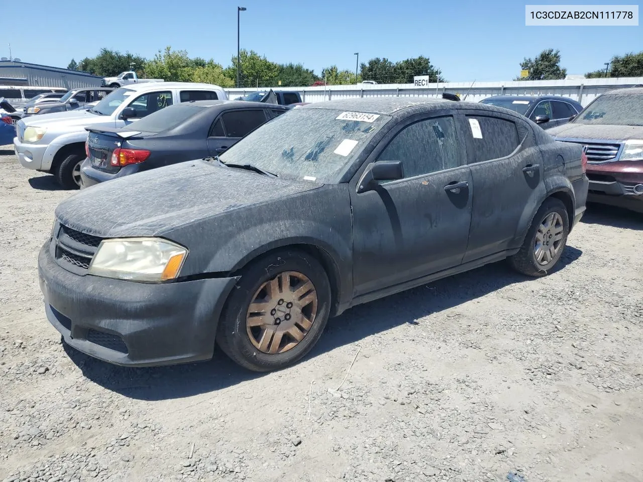 2012 Dodge Avenger Se VIN: 1C3CDZAB2CN111778 Lot: 62963154