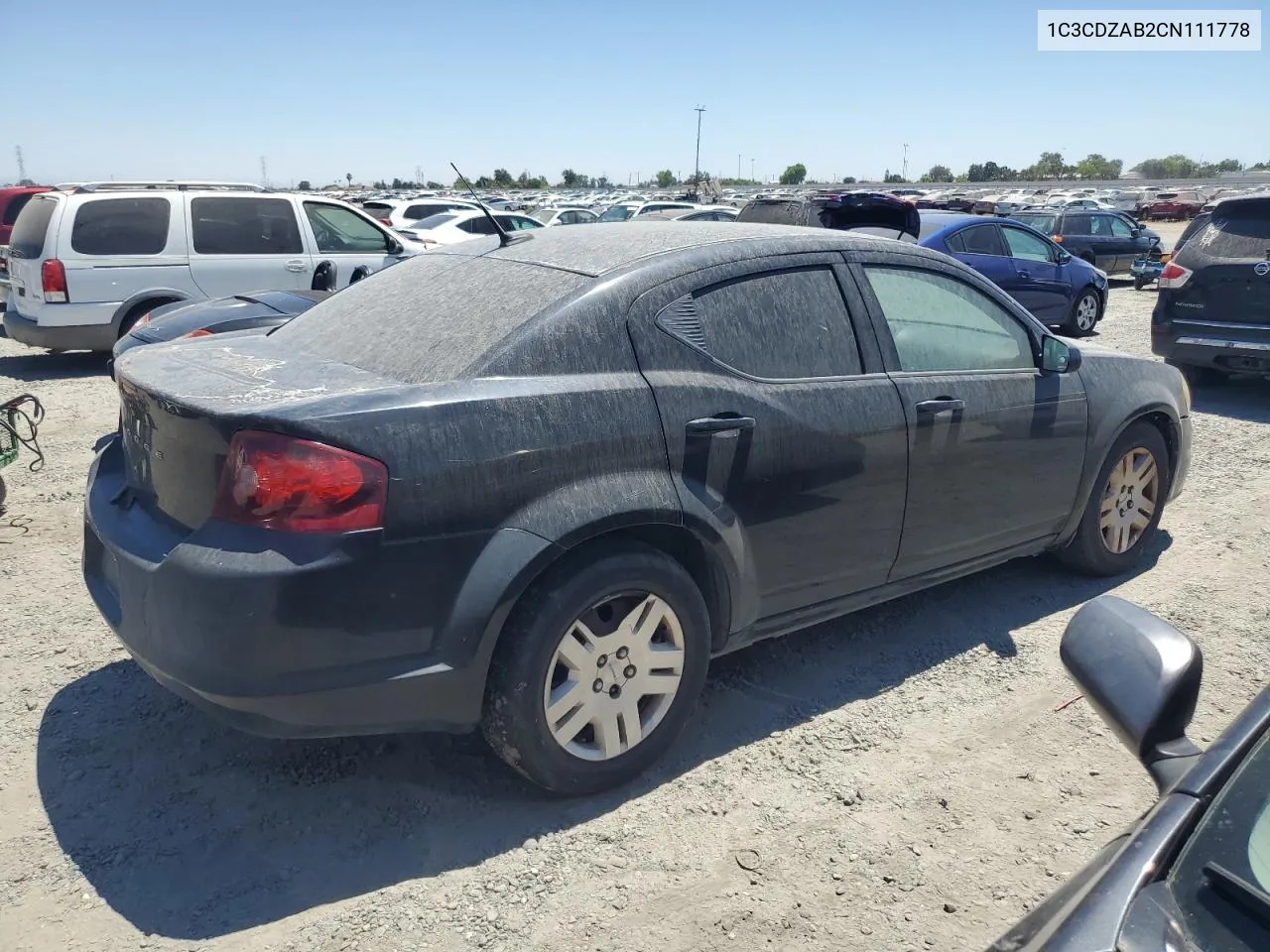 2012 Dodge Avenger Se VIN: 1C3CDZAB2CN111778 Lot: 62963154