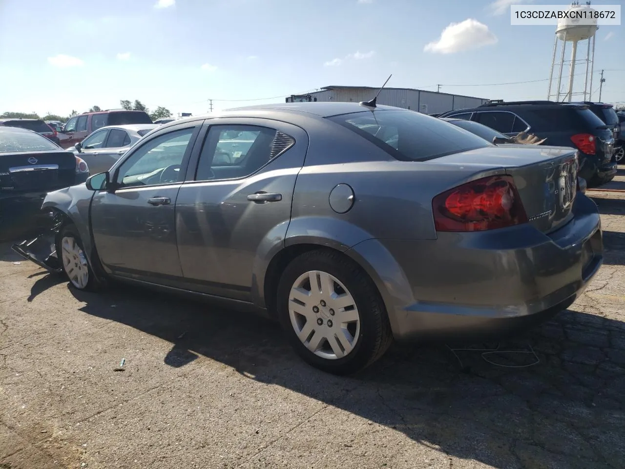 2012 Dodge Avenger Se VIN: 1C3CDZABXCN118672 Lot: 65797074