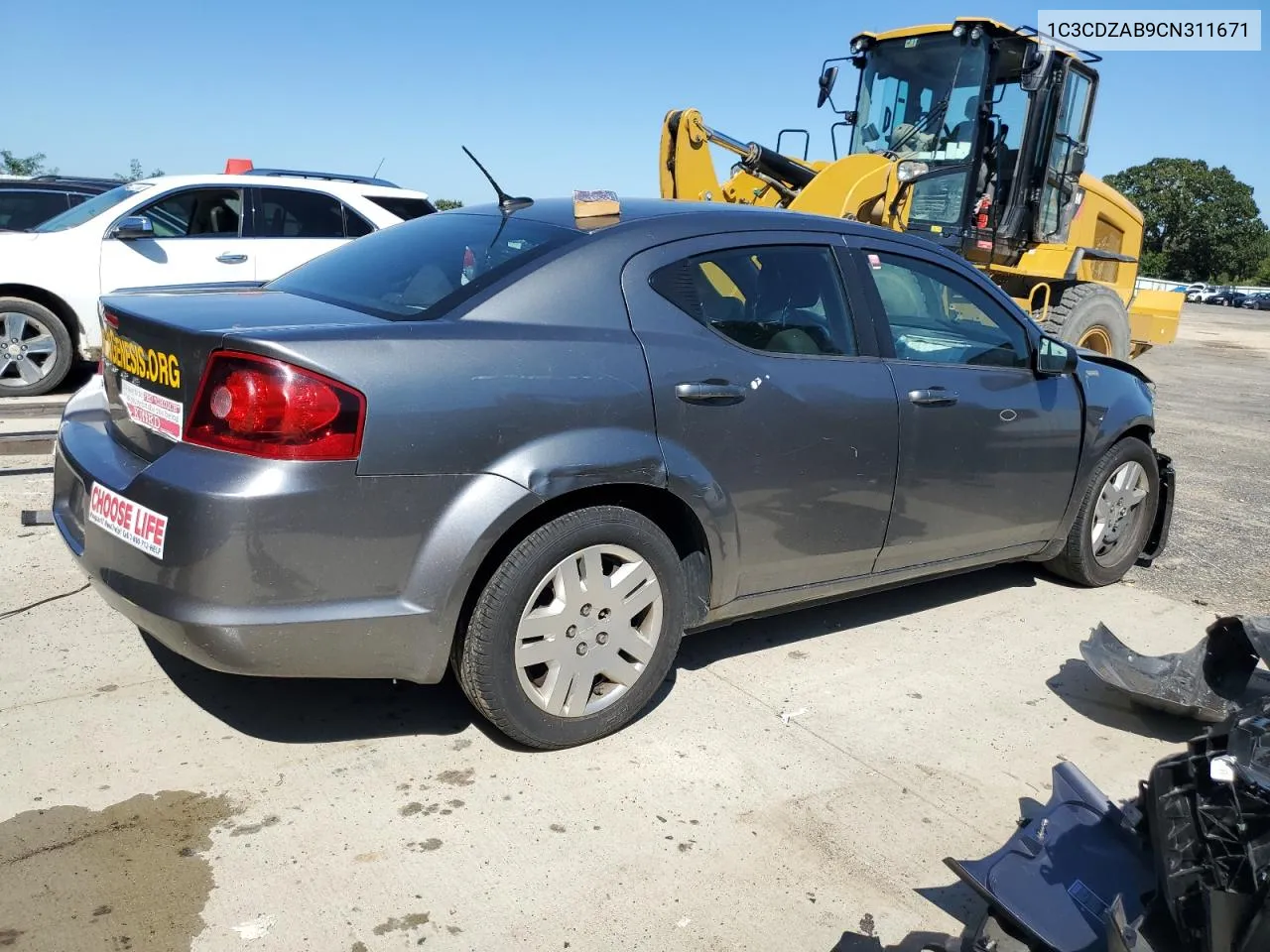 2012 Dodge Avenger Se VIN: 1C3CDZAB9CN311671 Lot: 68997874