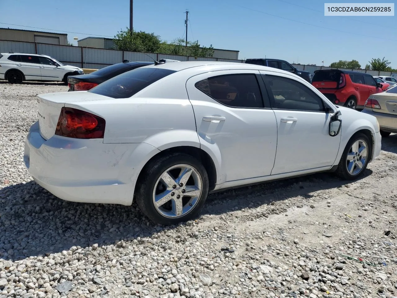 2012 Dodge Avenger Se VIN: 1C3CDZAB6CN259285 Lot: 70749814