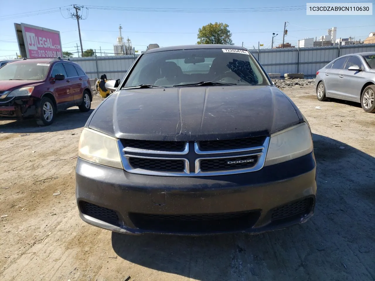 2012 Dodge Avenger Se VIN: 1C3CDZAB9CN110630 Lot: 72265414