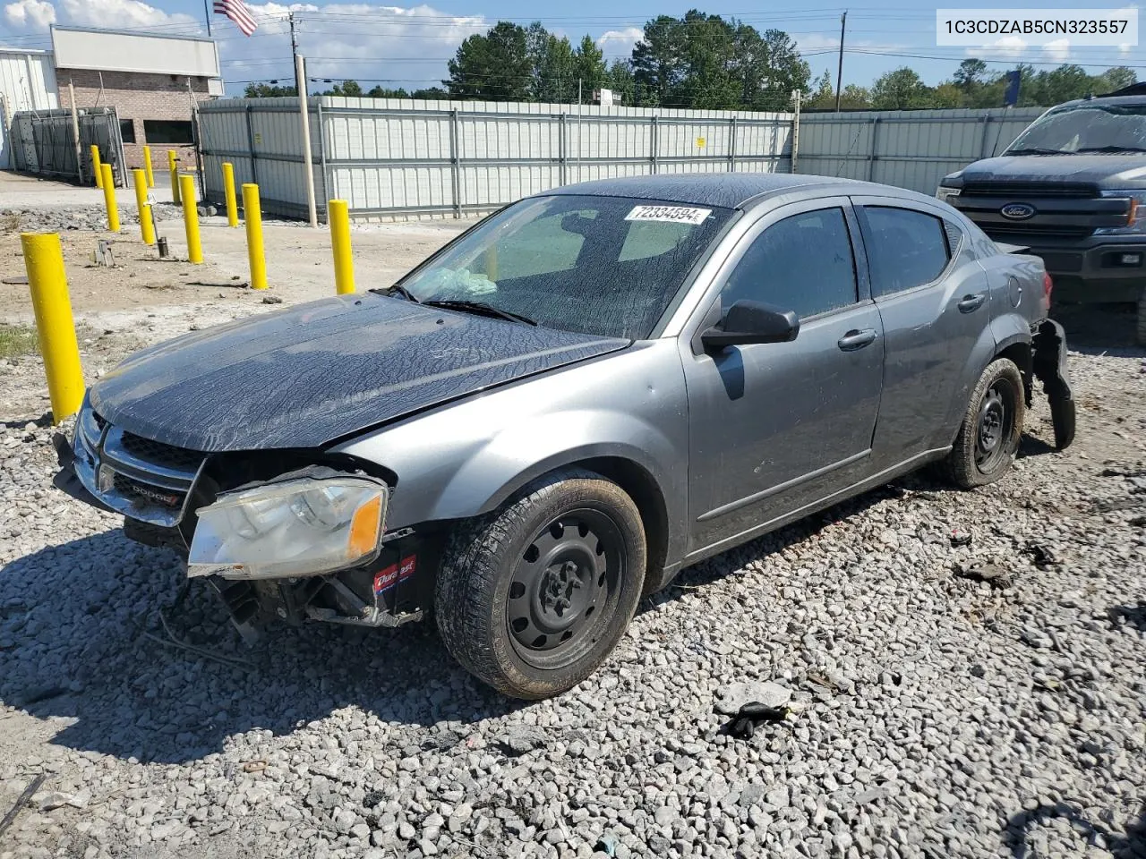 2012 Dodge Avenger Se VIN: 1C3CDZAB5CN323557 Lot: 72334594